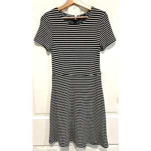 Madewell - Black & White striped knitted short sleeve dress women's size Medium
